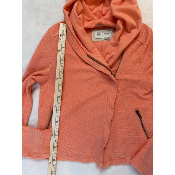 Anthropologie Saturday Sunday Orange Hoodie Jacket M Cotton Moto Wrap Jacket - Picture 6 of 9